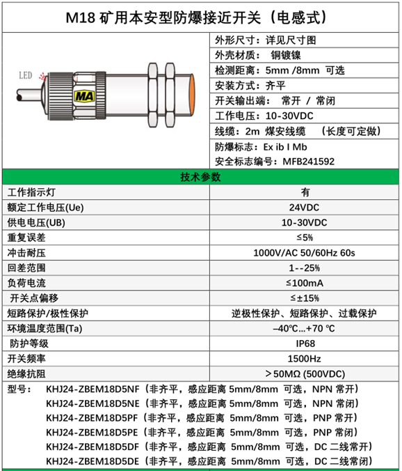 M18煤安本安型防爆接近开关(图2)