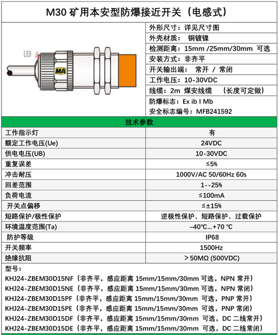 M30煤安本安型防爆接近开关(图1)