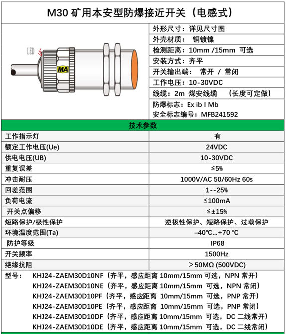 M30煤安本安型防爆接近开关(图2)